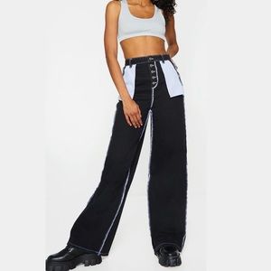 PLT Black Wide Leg Denim Jeans